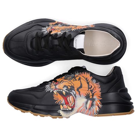 gucci rhyton leather sneaker with tiger|gucci rhyton distressed sneakers.